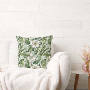 White Amaryllis och Snowdrops Wintry Dekorativ kud Kudde