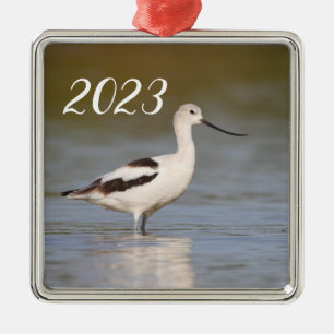 White American Avocet Julgransprydnad Metall