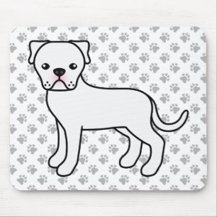 White American Bulldog Cute Tecknad hund Musmatta