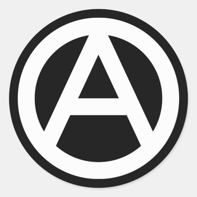 WHITE Anarchy-symbol Klassisk rund etikett (Framsida)