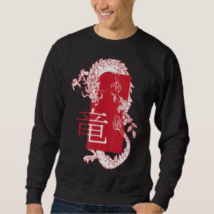 White Ancient Dragon Harajuku Zodiac (japanese cul Lång Ärmad Tröja