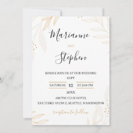 White and Beige Elegant Floral Wedding Invitation Inbjudningar