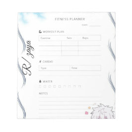 White and Black cute Fitness Planner  Anteckningsblock