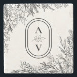 White and Black Greenery Bröllop Monogram Stenunderlägg<br><div class="desc">Den här Underlägg utformningen av White and Black Greenery Bröllop Monogram Stone ger en klassisk kombination av enkel minimalistisk typografi med en neutralt vit och svart färg och chic line art grey. De moody minnesmärkena i löv är konstgjort utformade för att skapa en vacker blommande form som stänger av det...</div>