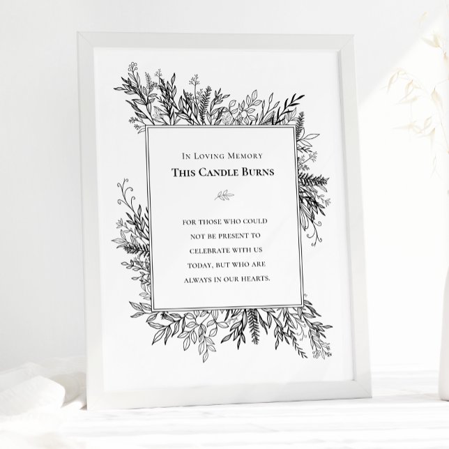 White and Black Greenery Bröllop this Candle Burns Poster (Skapare uppladdad)