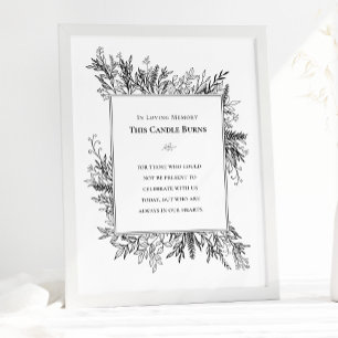 White and Black Greenery Bröllop this Candle Burns Poster