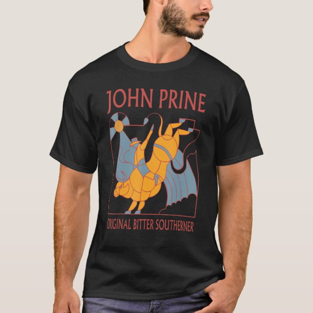 White and Black John Art Prine Music Essenti T Shirt (Framsida)