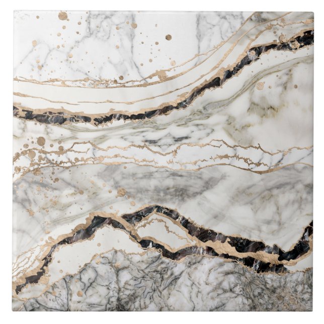 White and Black Marble Textures Abstract Kakelplatta (Framsidan)