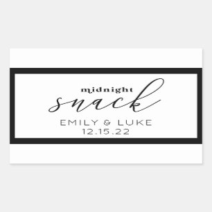 White and Black Midnight Snack Personligt bröllp Rektangulärt Klistermärke