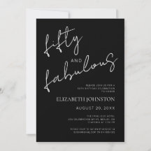 White and Black Minimal 50 and Fabulous Birthday