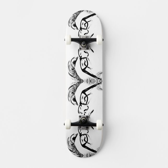White and Black Mirrored Man HAMbWG Mini Skateboard Bräda 18,5 Cm (Framsida)