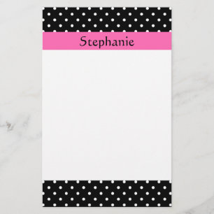 White and Black Polka Dot Mönster Brevpapper