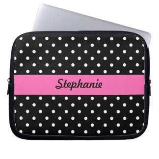 White and Black Polka Dot Mönster Laptop Sleeve