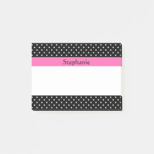 White and Black Polka Dot Mönster Post-it Block