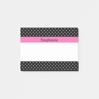 White and Black Polka Dot Mönster Post-it Block