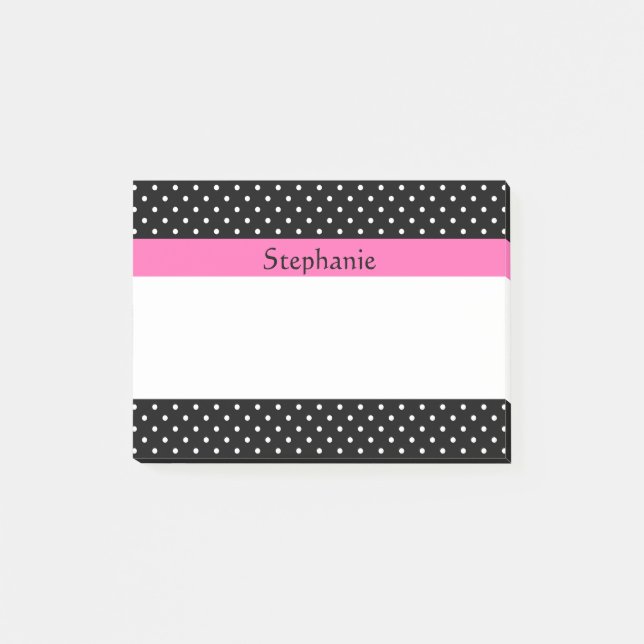White and Black Polka Dot Mönster Post-it Block (Framsida)