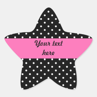 White and Black Polka Dot Mönster Stjärnformat Klistermärke