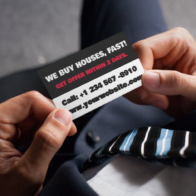 White and Black Real Gods Investor we Buy Houses Visitkort (real estate investor business card)