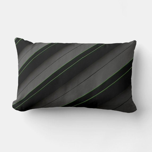 White and black stripe textile lumbarkudde (Framsida)