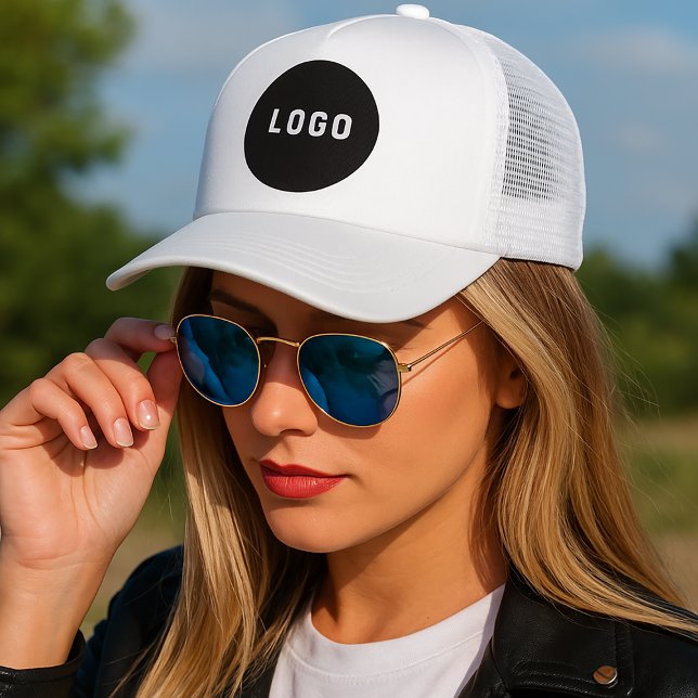 White and Black Use Your Logo Keps (Make your own personalized business logo hat )