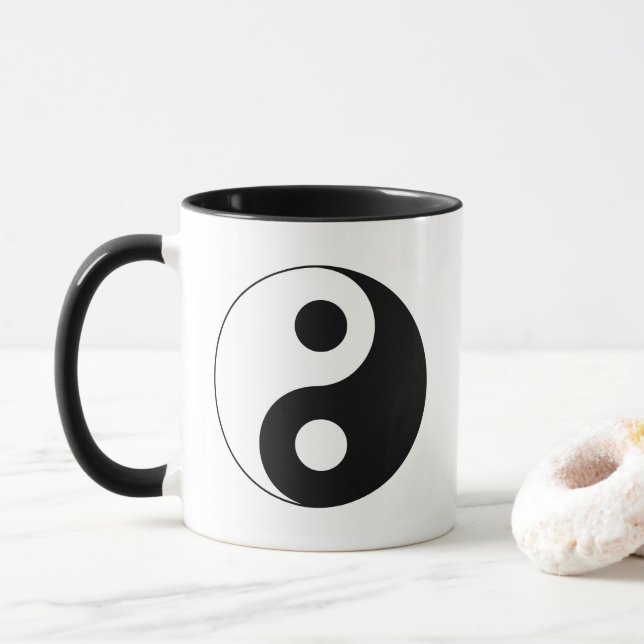 White and Black Yin and Yang Symbol Mugg (Med munk)