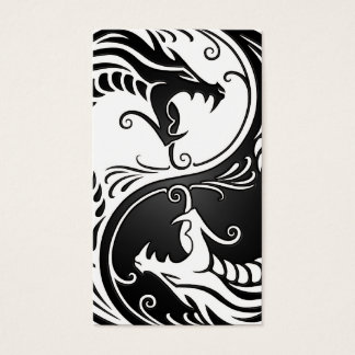 White and Black Yin Yang Dragons Visitkort
