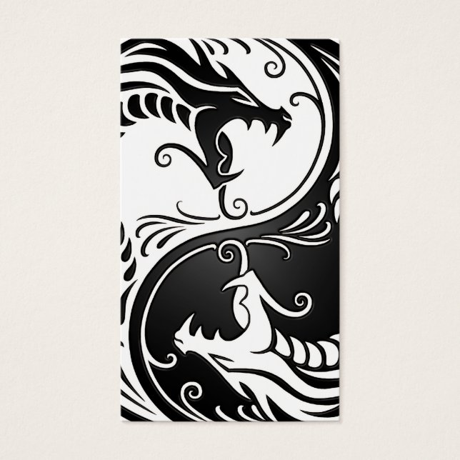 White and Black Yin Yang Dragons Visitkort (Framsidan)