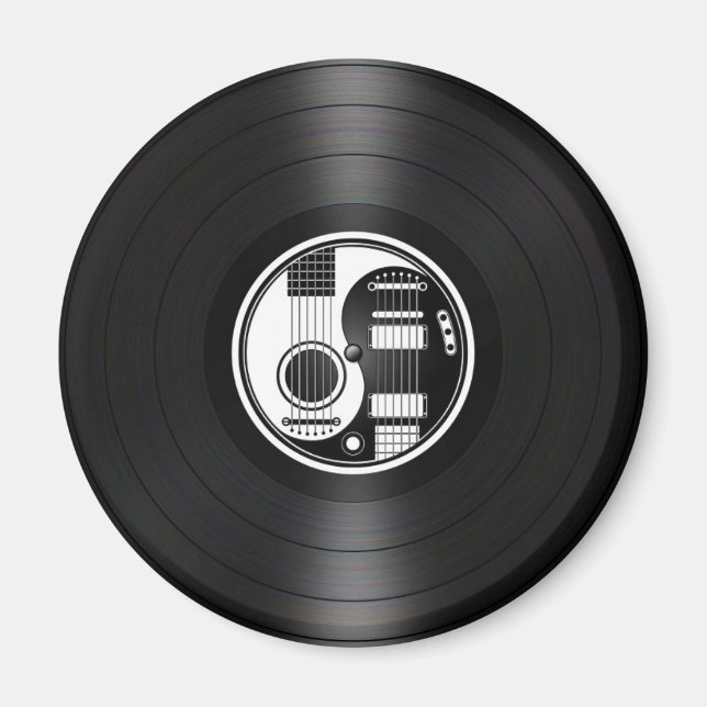 White and Black Yin Yang Guitars Vinyl Graphic Magnet (Framsidan)