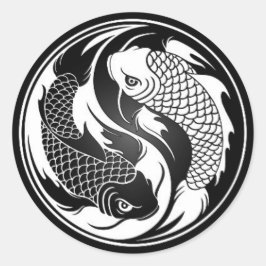 White and Black Yin Yang Koi Fish Runt Klistermärke