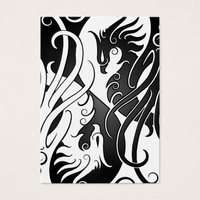 White and Black Yin Yang Phoenix Visitkort (Framsidan)