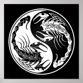 White and Black Yin Yang Scorpions Poster