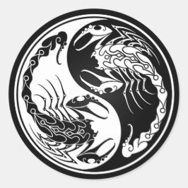 White and Black Yin Yang Scorpions Runt Klistermärke