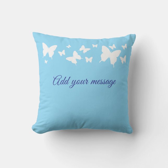 White and Blue Butterfly Personalised Cushion Gift Kudde (Framsida)