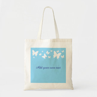 White and Blue Butterfly Tote Bag Wedding Favour  Tygkasse