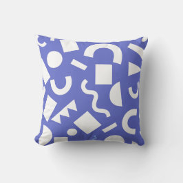 White and Blue Geometric Shape Decorative  Kudde
