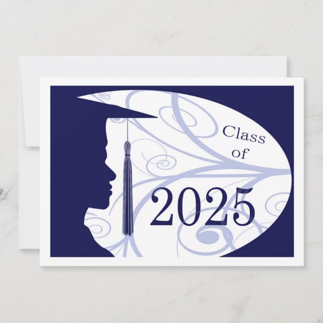 White and Blue Man Silhouette 2025 Card Inbjudningar (Framsida)