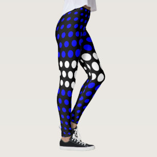 White and Blue Polka Dot Mönster Leggings
