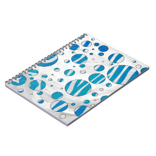 White and Blue Polka Dot Zebra Anteckningsbok