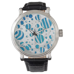 White and Blue Polka Dot Zebra Armbandsur