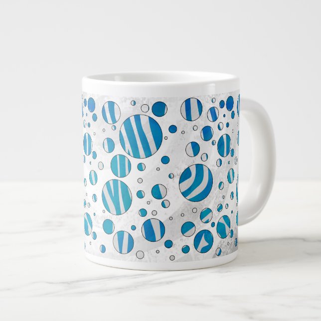 White and Blue Polka Dot Zebra Jumbo Mugg (Framsida höger)