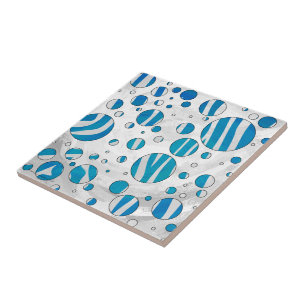 White and Blue Polka Dot Zebra Kakelplatta