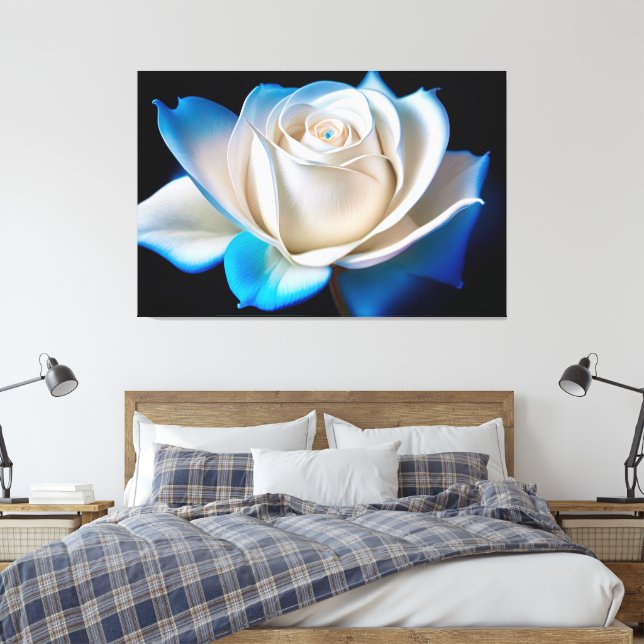 White and Blue Rose Canvastryck (Insitu (sovrum))