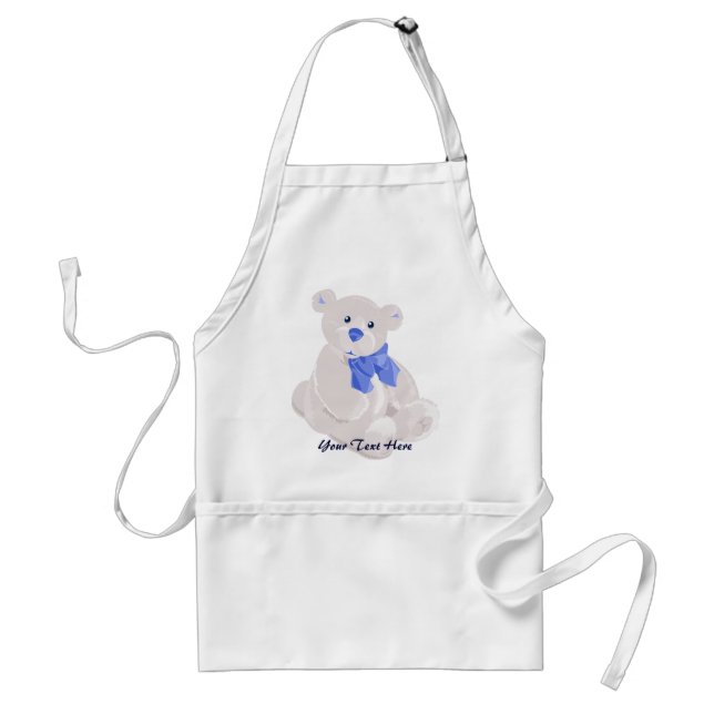White and Blue Teddy Apron Förkläde (Framsidan)