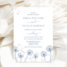 White and Blue Wildblomma Boho Bröllop Inbjudningar