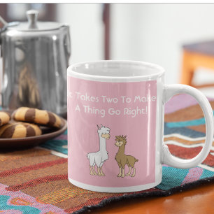 White and Brown Curly Hair Llama lite Kaffemugg