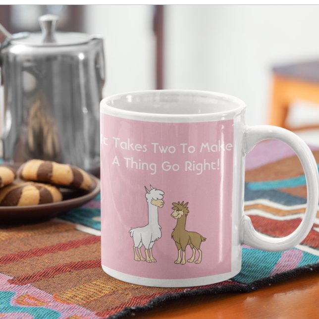 White and Brown Curly Hair Llama lite Kaffemugg (Skapare uppladdad)