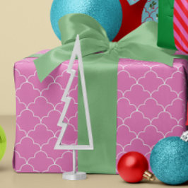 White and Candy Rosa Scallop Tile Mönster Presentpapper