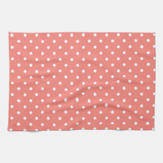 White and Coral Rosa Polka Dot Mönster Kökshandduk