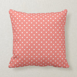 White and Coral Rosa Polka Dot Mönster Kudde