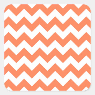 White and Coral Zigzag Mönster Fyrkantigt Klistermärke